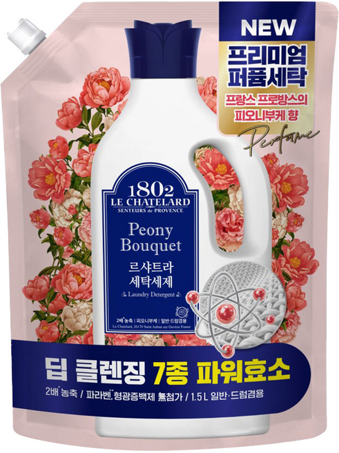 1802 LE CHATELARD 香氛洗衣精補充包 牡丹花束香, 1.5L, 1包