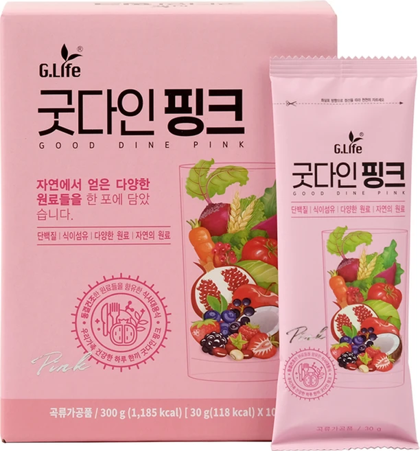 지라이프 굿다인 핑크 곡류가공품 10p, 300g, 1개 - 쿠팡