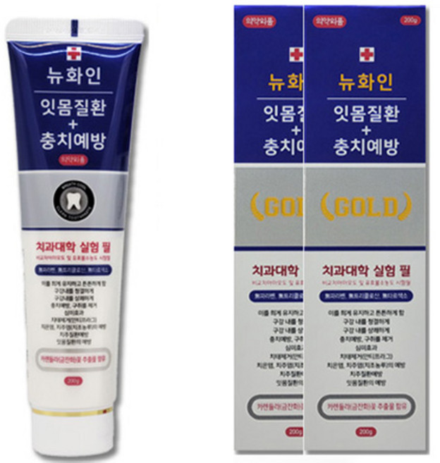 뉴화인 잇몸질환 충치예방 치약, 200g, 3개