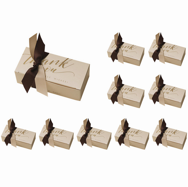 모던앳 리본 선물 포장 상자 소형, 브라운, 10개
