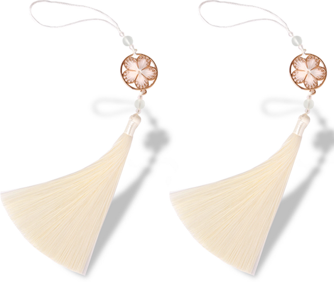 인디케이 금장 매화꽃 태슬 노리개, 아이보리, 2개