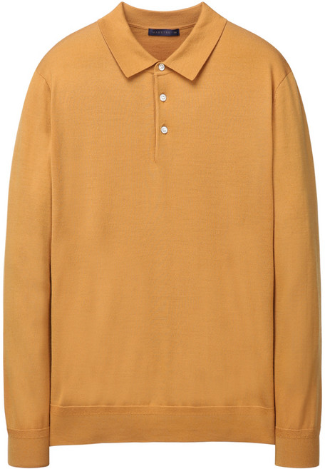 마에스트로 남성용 긴팔 카라 울 니트