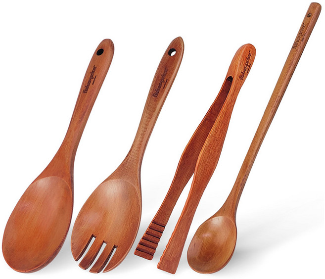 피셔프라이스 나무 조리도구 세트, 요리스푼 + 요리포크 + 나무집게 + 요리롱스푼, 1세트