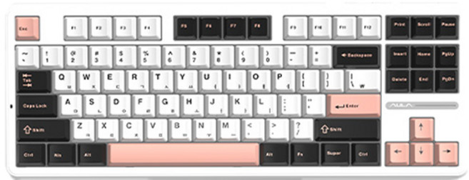 AULA 유무선 한글 LEOBOG V4 텐키리스 기계식 키보드, 올리비아 화이트, F87Pro, 회목축