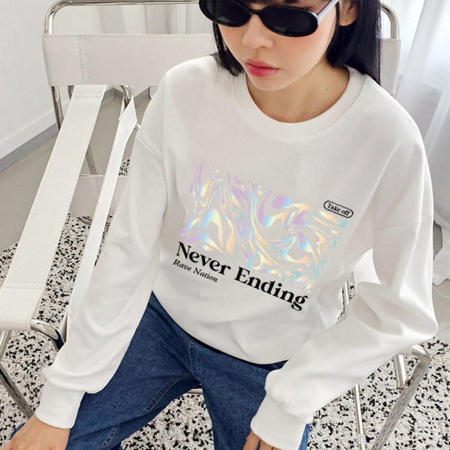 언터널 특양면 네온홀로 오버핏 맨투맨