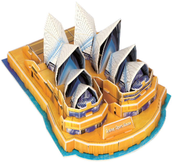 JIQUTOYS 고민고밍 DIY 종이 관광 명소 3D 성인 퍼즐, 오페라 하우스, 100피스, 1개