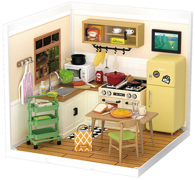 로라이프 로보타임 DIY 미니어처 해피밀 주방 DW008, 152피스, 혼합색상, 1개