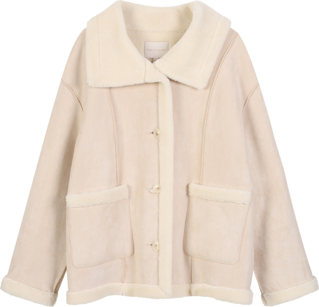 플라스틱아일랜드 여성용 시어링카라 무스탕 자켓 PQ4MJ581