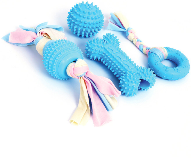 멍냥 강아지 마카롱 이갈이 고무 장난감 4종 세트, PastelBlue, 1세트