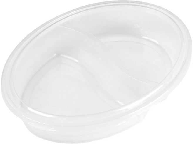 해피팩 음식 배달 타원 2칸 사출용기 세트 B750, 50세트