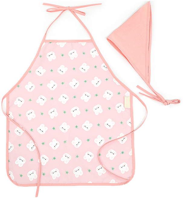 세맘스 아동용 바이어스 앞치마 + 두건 세트