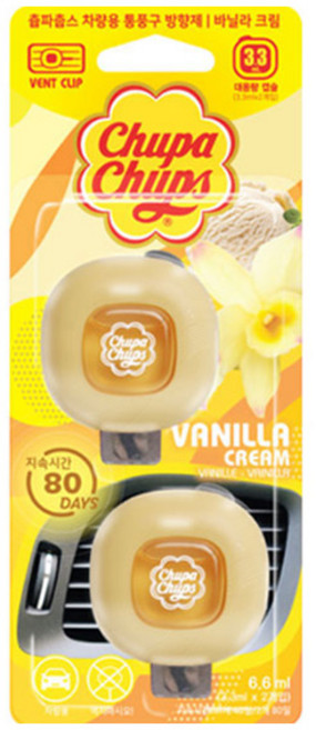 츄파춥스 통풍구 차량용 방향제 2p, 1개, 바닐라크림향