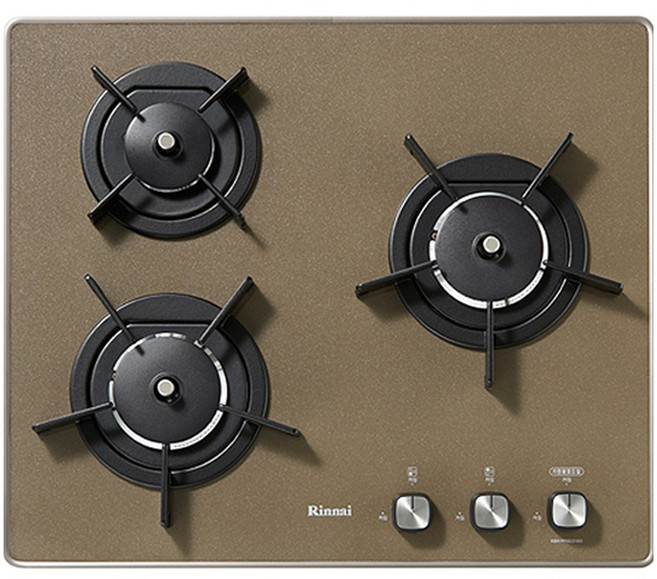 린나이 빌트인 컬러 가스레인지 3구 건전지교체형 카라멜브라운 고객직접설치, RBR-PF3031BD, LNG