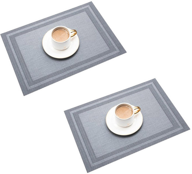 고급스러운 호텔 식탁 PVC 테이블 매트 2P, 그레이, 45 x 30 cm, 2개