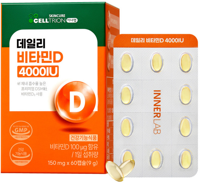 셀트리온 이너랩 데일리 비타민D 4000IU, 60정, 1개