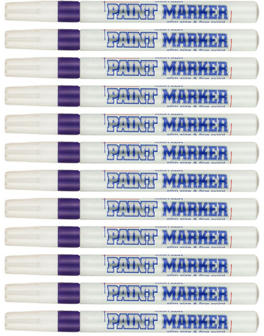 문화연필 세필 페인트마카 보라 3mm, 12개, 1색