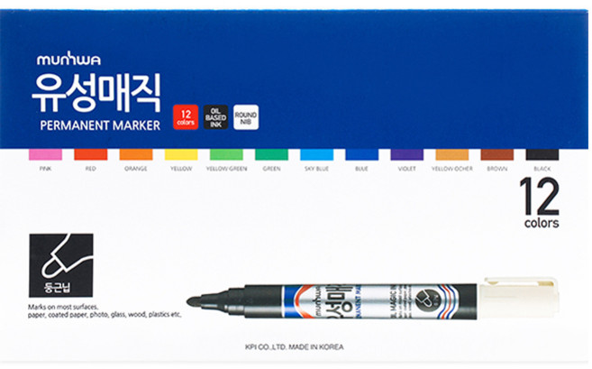 문화연필 유성매직 세트, 1세트, 12색