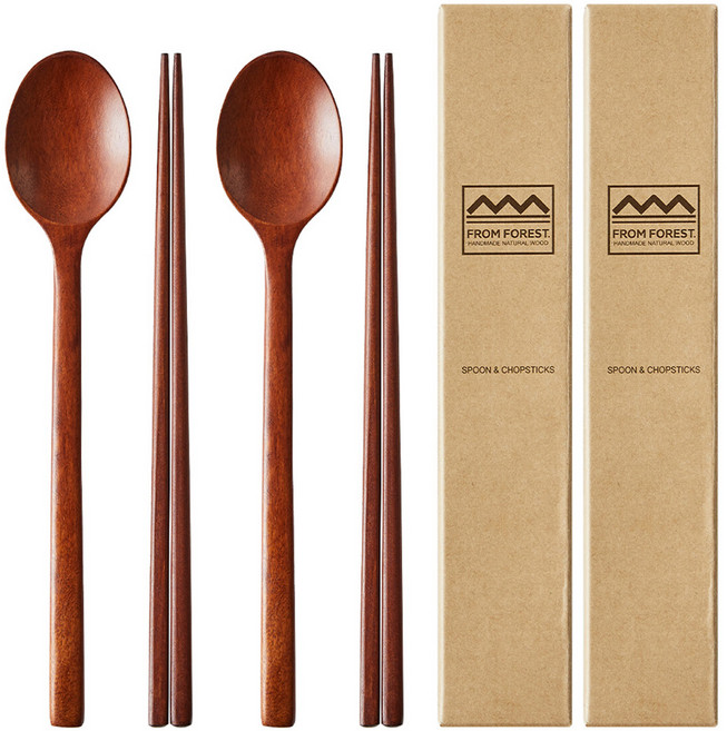 프롬포레스트 옻칠 우드 수저 세트 4p, 숟가락 2p + 젓가락 2p, 2세트