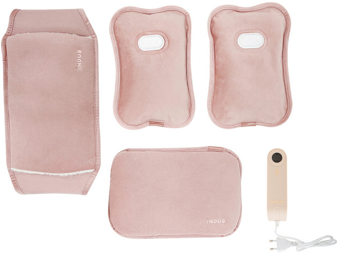 인더스 마카롱 3단 온도조절 온수 찜질기 4종세트, INO-CO4, 핑크