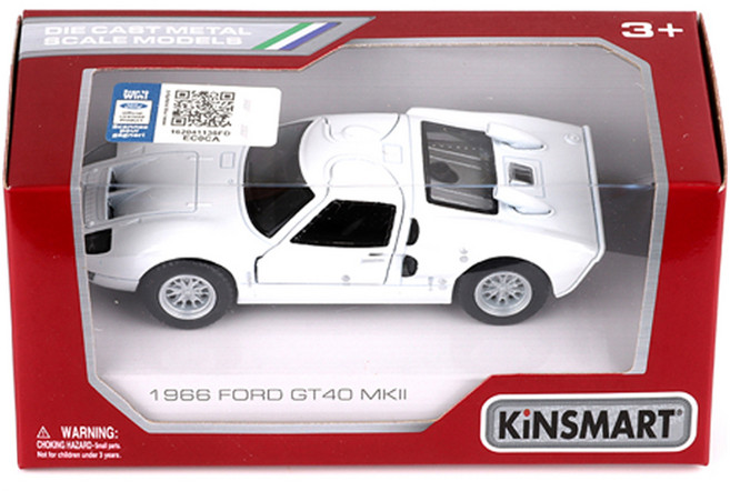 KiNSMART 1966 福特 GT40 MK2 KT5427 汽車可動玩具, 1個, 白色