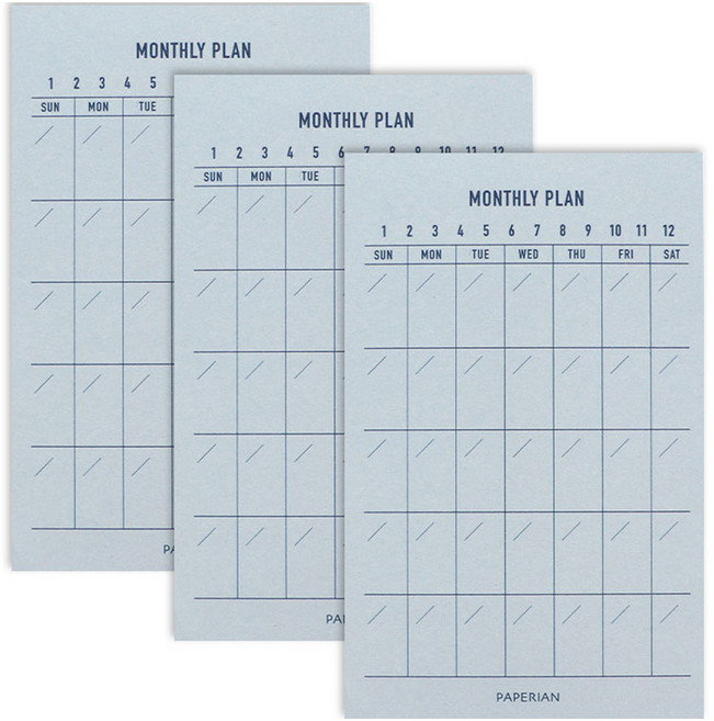 페이퍼리안 메이크어메모 메모패드, 먼슬리플랜, 80매, 3개