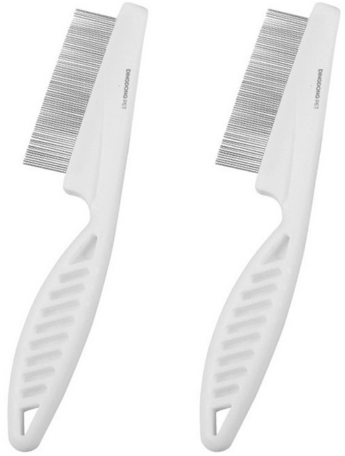 딩동펫 반려동물 스틸 컴포트 위생 니들 눈꼽빗 대형, 화이트, 2개