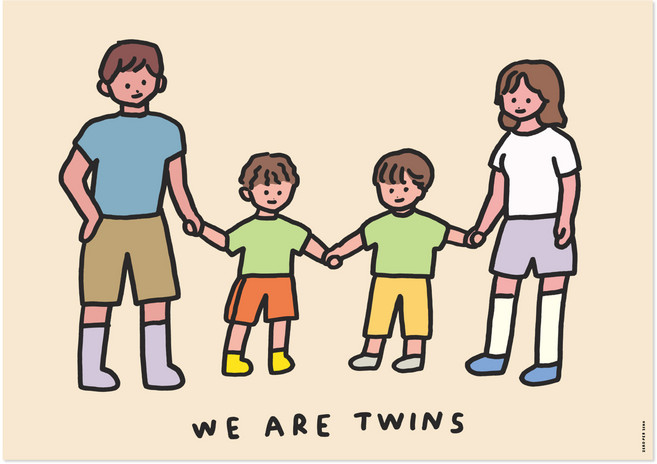 제로퍼제로 A3포스터 쌍둥이가족 형제, 프레임없음