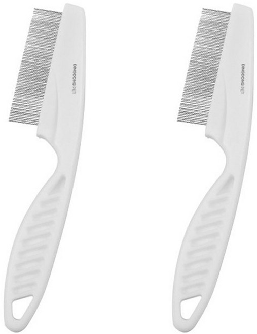 딩동펫 반려동물 스틸 컴포트 위생 니들 눈꼽빗 소형, 화이트, 2개