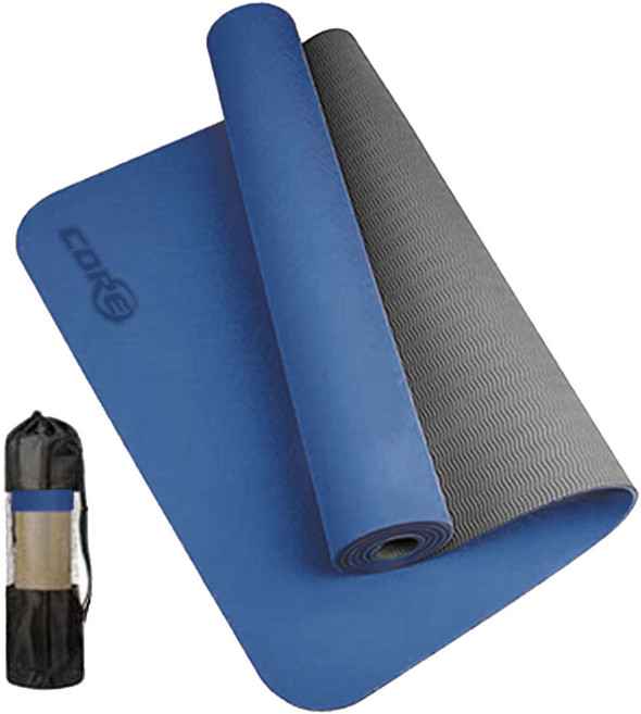 TPE 논슬립 요가매트 + 밴드 + 가방 세트, 네이비(매트), 1세트