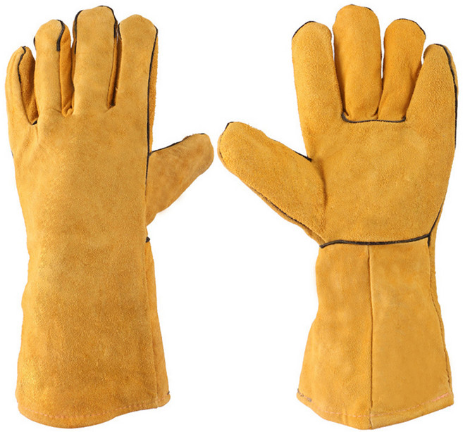 앙플러스 캠핑 바베큐 가죽 장갑, 노란색, 1세트