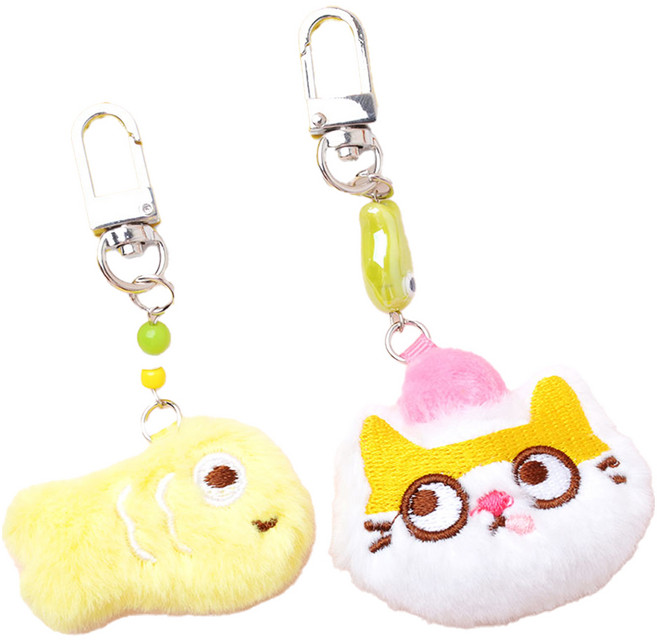 메르시밴드 에스케이아이앤디 고양이 키링 2종 세트, 브라운, 1세트