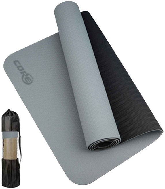 프리미엄 TPE 요가매트 + 스트랩 + 가방, 그레이, 1세트