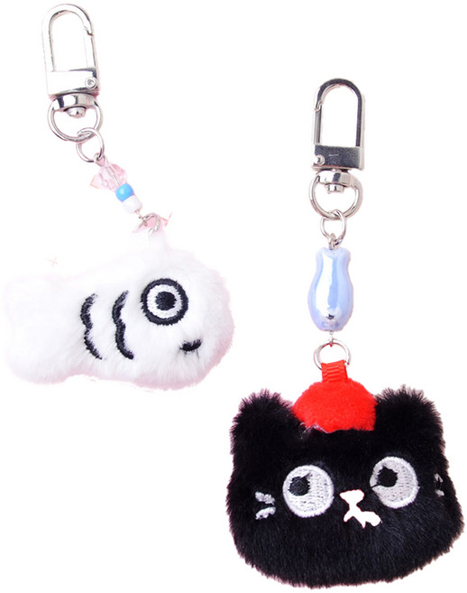 메르시밴드 에스케이아이앤디 고양이 키링 2종 세트, 블랙, 1세트