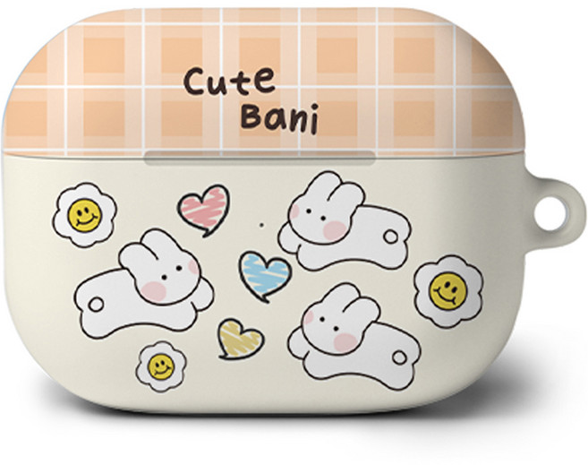 로랜텍 에어팟 프로 블루투스 무선 이어폰 케이스, 큐티드로잉 바니