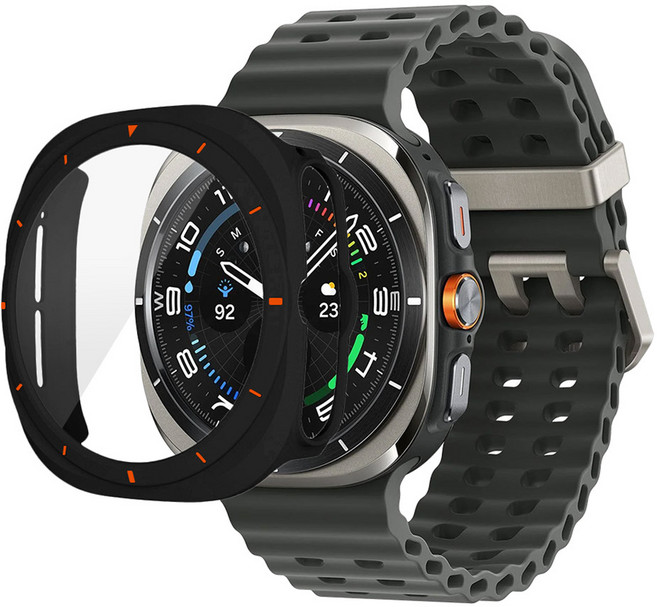 스페이스쉴드 스마트워치 호환 탠저린 베젤 PC 강화유리 올인원 케이스, 매트블랙, 1개