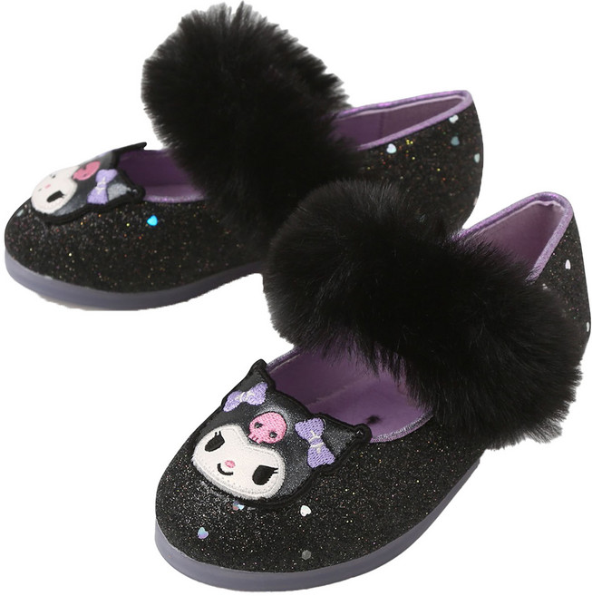 슈펜키즈 여아용 산리오 샤인 라이팅 퍼 플랫슈즈 HPKWFEFT2S