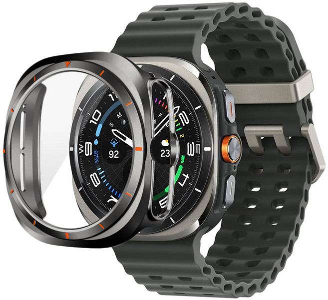 스페이스쉴드 스마트워치 호환 탠저린 베젤 PC 강화유리 올인원 케이스, 그레이티타늄, 1개