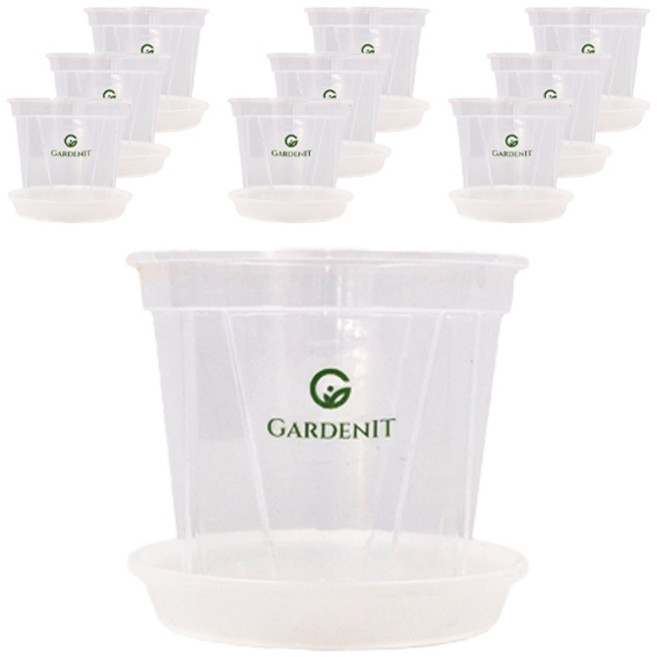 가든잇 오리지널 슬릿분 + 받침 세트, 완전투명 + 반투명, 10세트