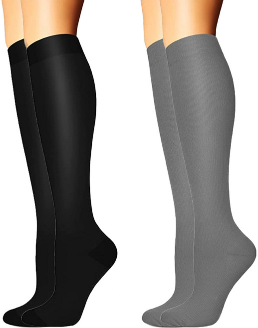 몬스터 컴프레션 압박양말 2종 세트, 블랙 + 그레이, 1세트