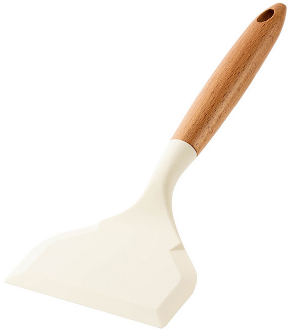 맘툴 우드 손잡이 넓은 계란말이 실리콘 뒤집개, 화이트, 1개