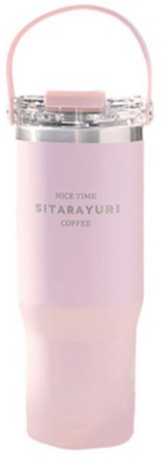 시타라유리 푸코 손잡이 빨대 텀블러, 핑크, 900ml, 1개
