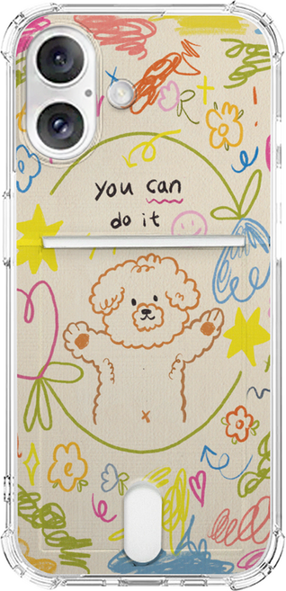 이루다 드로잉 패턴 카드 수납 젤리 휴대폰 케이스