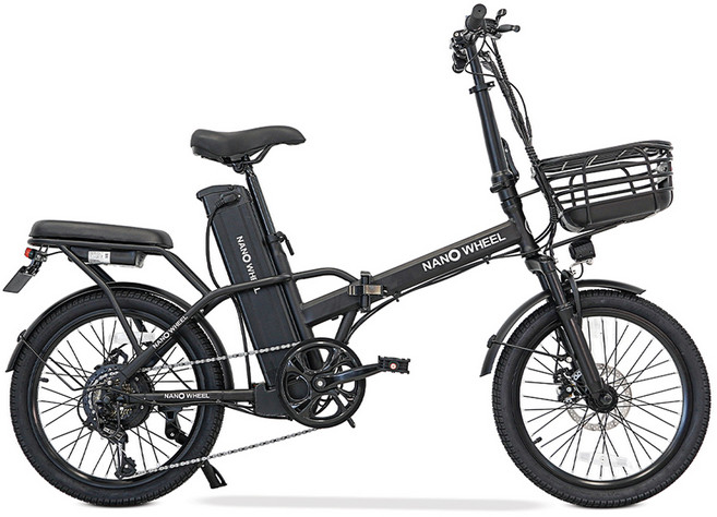 나노휠 커브20 500W 접이식 고출력 전기자전거 고객직접설치, 블랙, 스틸 + 합금