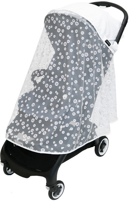 와우베이비 플라워 레이스 유모차 가리개, 화이트, 1개