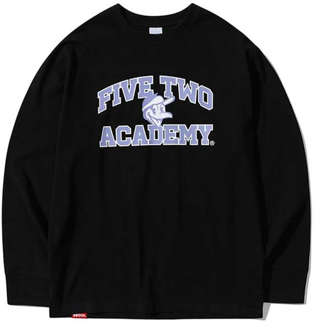 5252BYOIOI 남성용 파이브투 버드 롱 슬리브 면 티셔츠