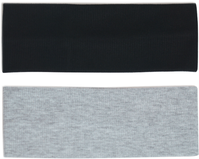 유에서무 데일리 반다나 면 헤어밴드 2종 세트, A블랙 + 그레이, 1세트