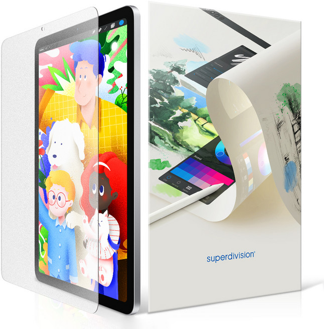 슈퍼디비전 화질저하방지 크로키 아이패드 종이질감 필름 세트, 1세트