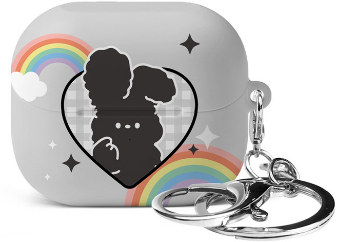 아이무이 포소미 이어폰 하드 케이스 + 키링 세트, 하트블랙, 1세트, 갤럭시 버즈3 / 3프로