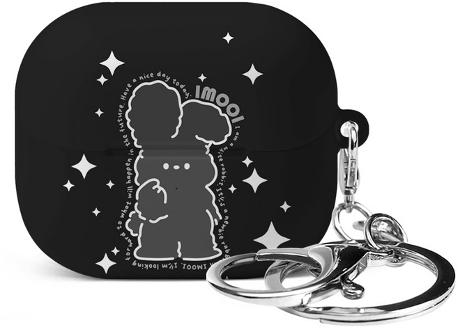 아이무이 포소미 이어폰 하드 케이스 + 키링 세트, 블랙, 1세트, 갤럭시 버즈3 / 3프로