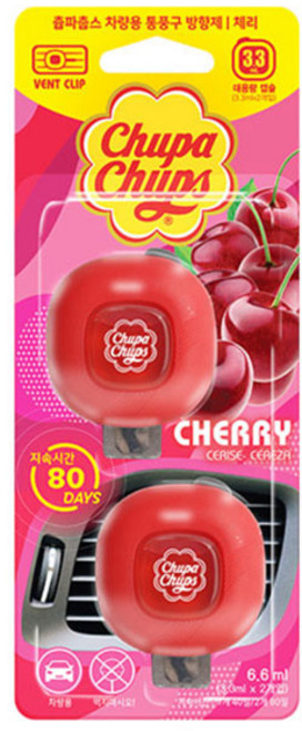 츄파춥스 차량용 벤트형 통풍구 방향제 2p 세트, 1세트, 체리향